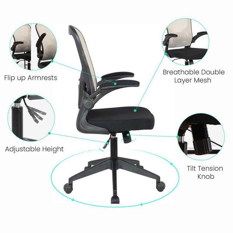 LeisureMod Newton Single Ergonomic Mesh Lumbar Support Adjustable Height Swivel Office Chair