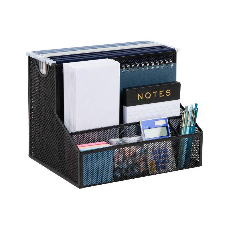 Desktop Organizer, Vertical File Storage, Letter Size, Metal, 12.15"L x 9.5"W x 9.5"H