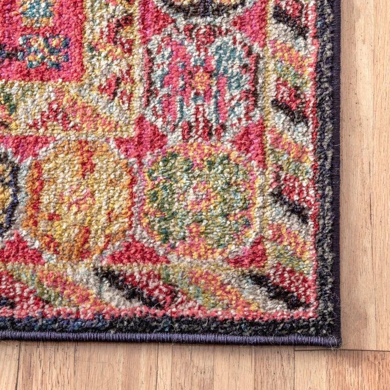 nuLOOM 4'x6' Vintage Erline Area Rug Blue/Red: Medallion Pattern, Low Pile, Polypropylene, Living Room Decor