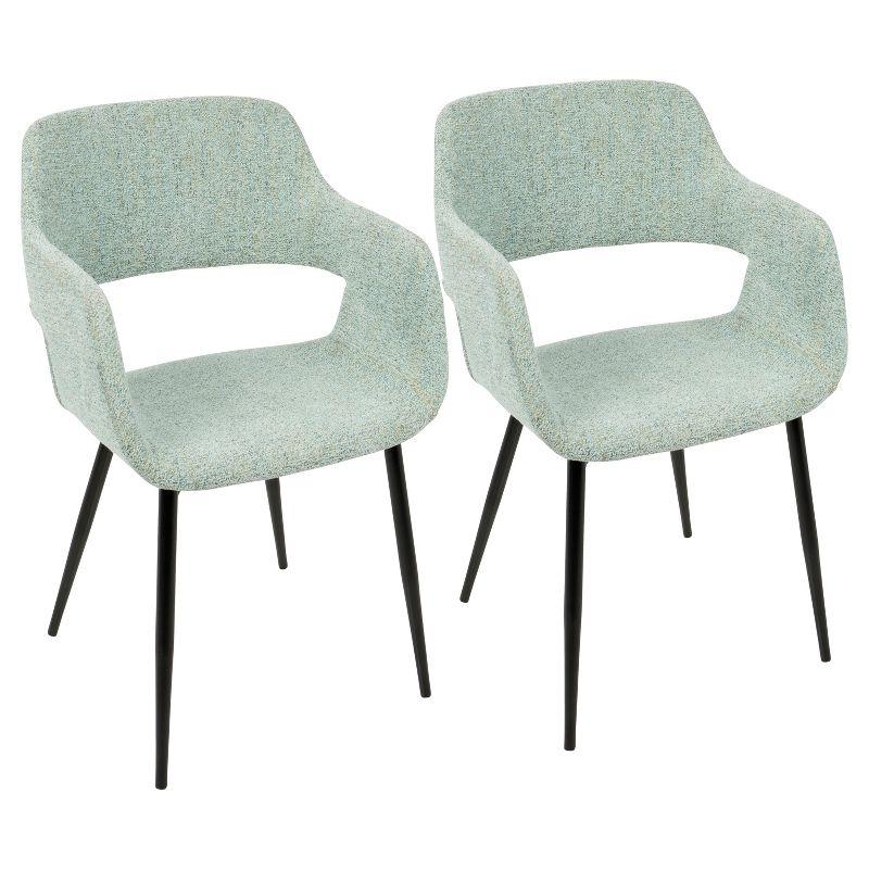 Light Green Upholstered Mid Century Modern Arm Chair with Metal Legs