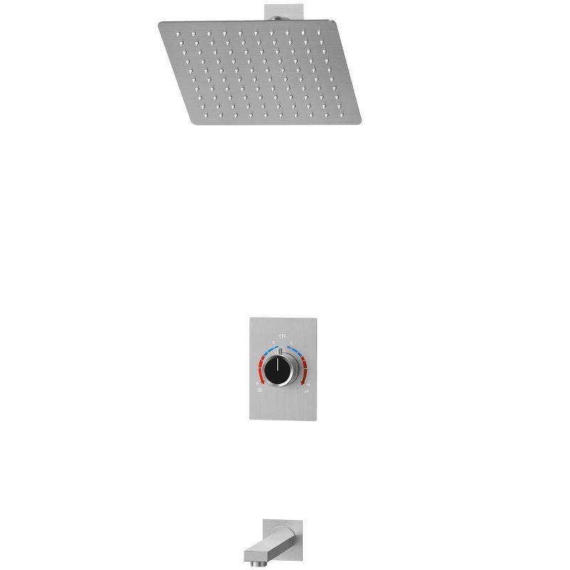 AquaSpa Shower Faucet Set with Tub Spout, 8-Inch Rain Shower Head with Valve