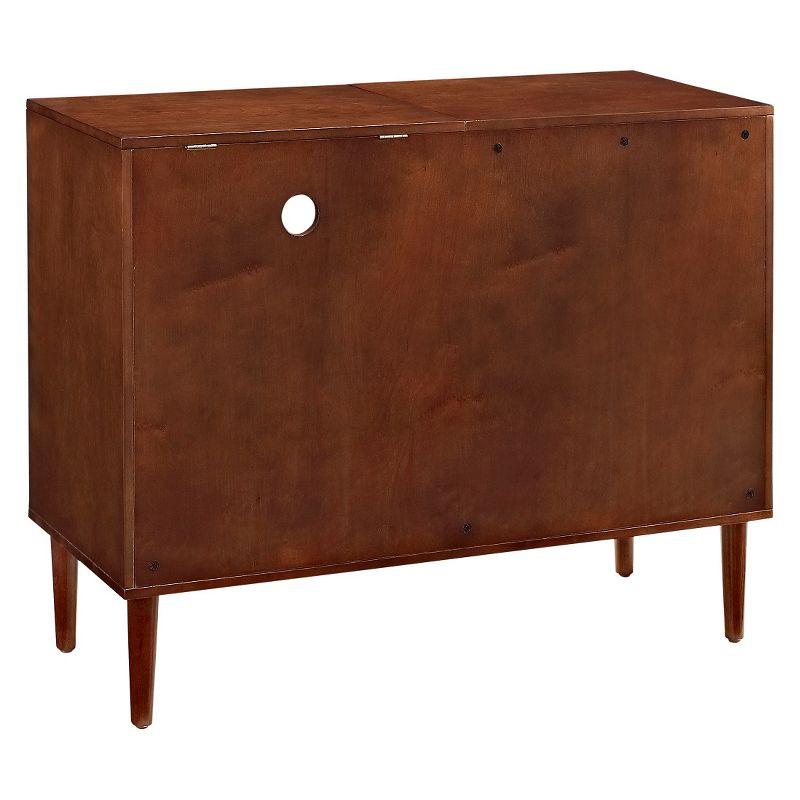 Everett Mid-Century Modern Brown Media Console with Record Storage