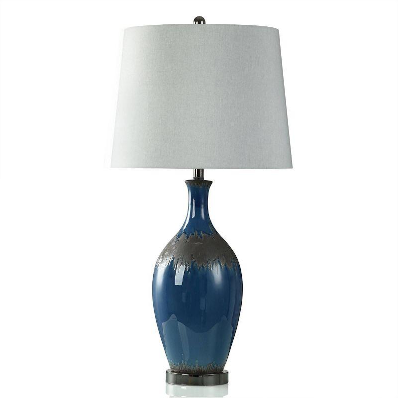 Bowie Earthy Ceramic 35" Navy & Black Table Lamp with Linen Shade