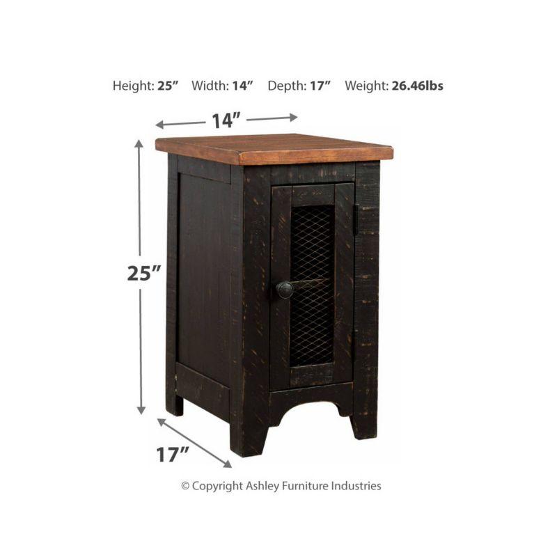 Valebeck Black and Brown Rustic Wood Metal Storage End Table