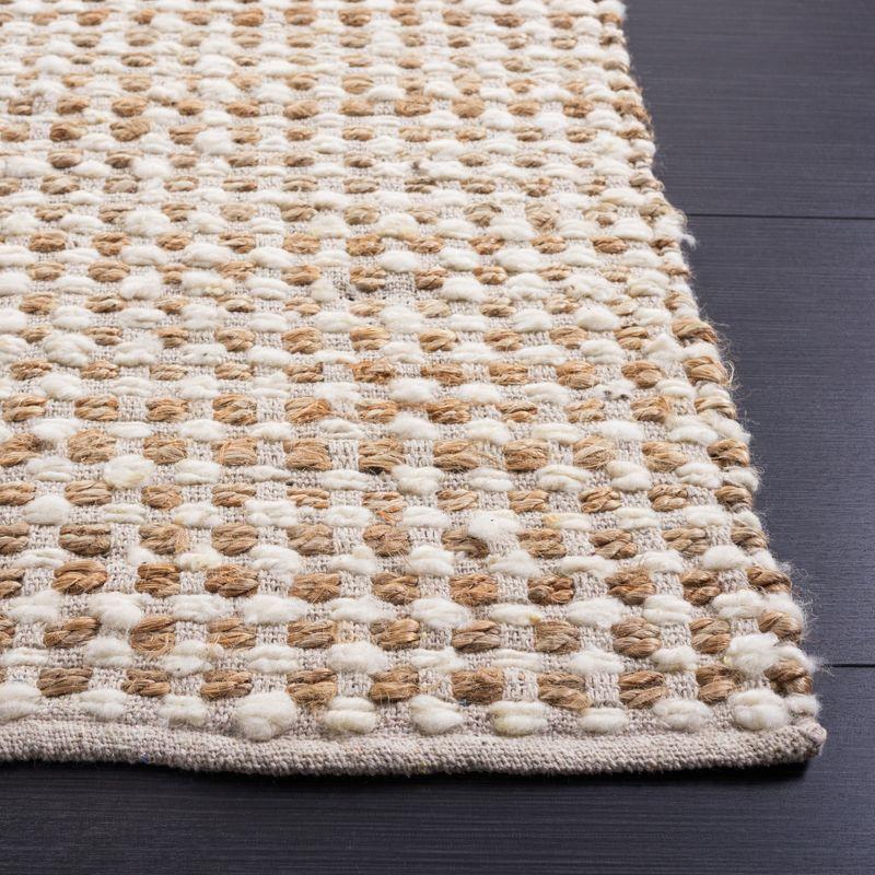 Beige/Ivory 6' x 6' Square Flat Woven Wool Area Rug