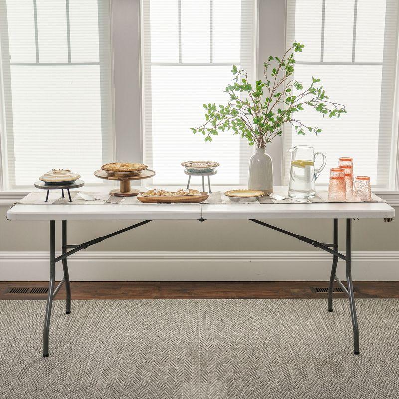 Peakform Multipurpose Banquet Fold-In-Half Table Lightweight Durable Desk with Secure Base for Indoor and Outdoor Events, 6 Foot, White