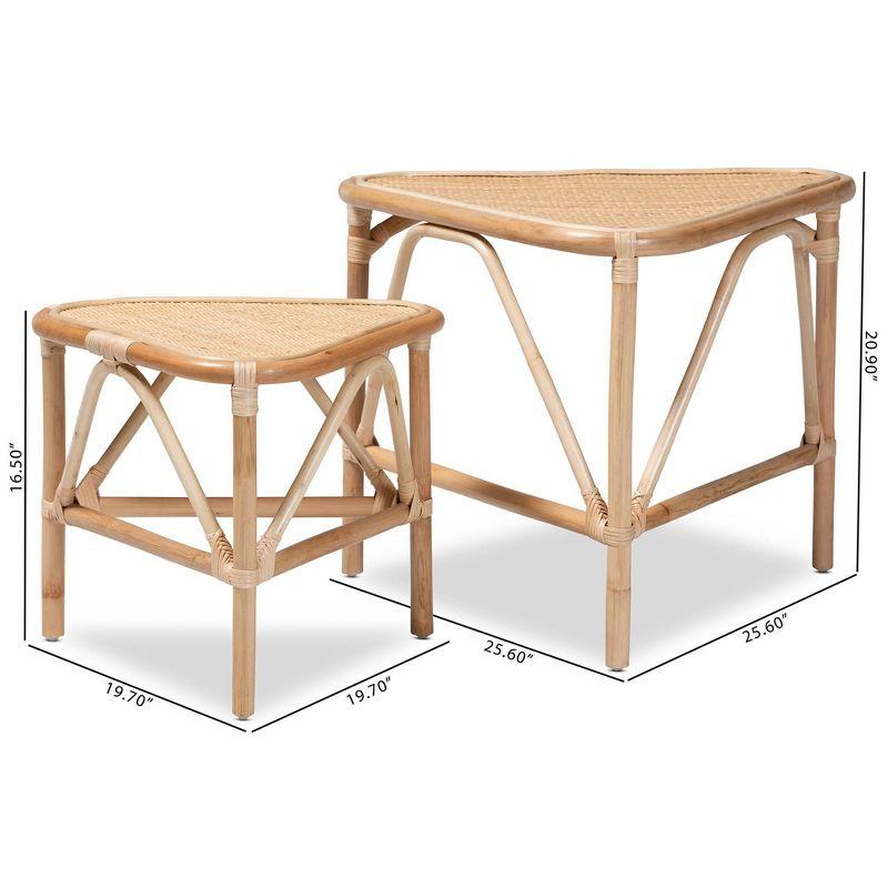 2pc Jayden End Table Set Natural/Brown - bali & pari: Indonesia Crafted Nesting Triangle Tables