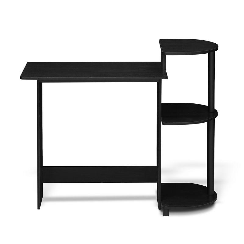 Compact Black Wood Computer Desk with Shelves