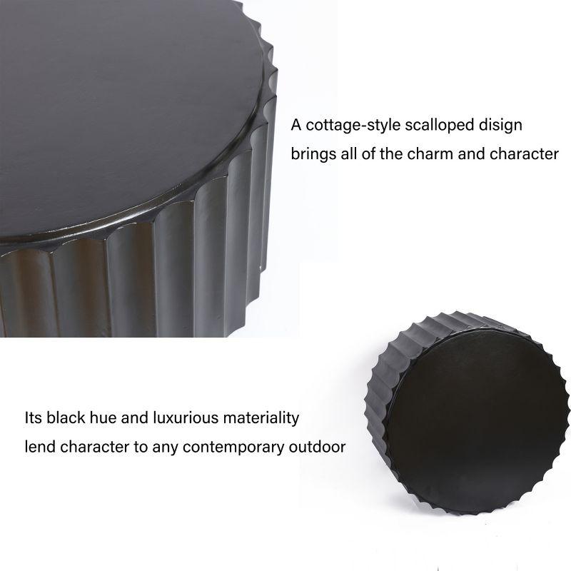 Luxen Home Black Cement Round Coffee Table for Outdoors and Indoors, Modern Accent, Housewarming Gifts