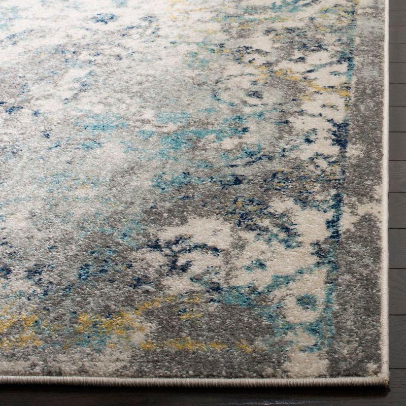 Reversible Metro-Mod Blue Synthetic 4' x 6' Area Rug