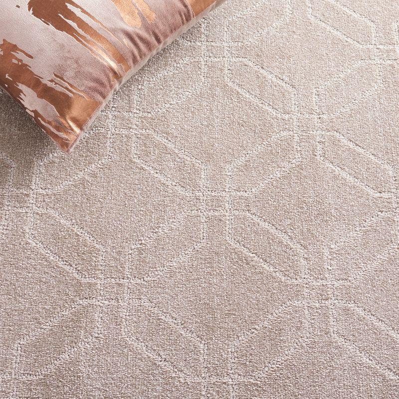 Beige Hand-Knotted Rectangular Synthetic Area Rug