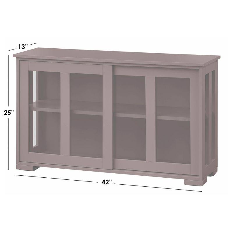 Buylateral Pacific Modular Design Stackable Cabinet with Sliding Glass Doors Off White: Coastal Style, Wood Composite, Adjustable Shelf