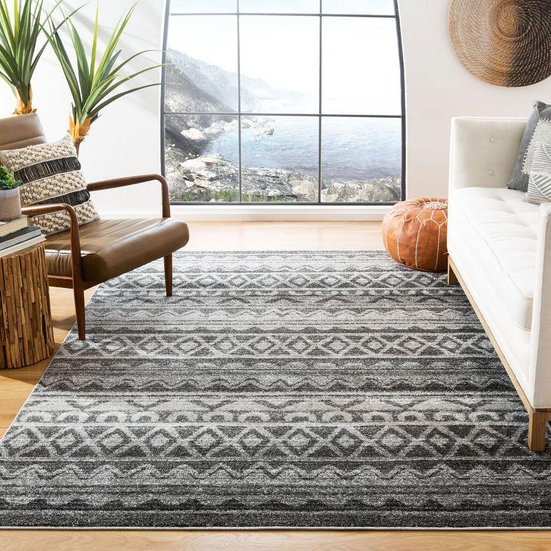 Ivory and Charcoal 6' x 9' Hand-knotted Synthetic Area Rug