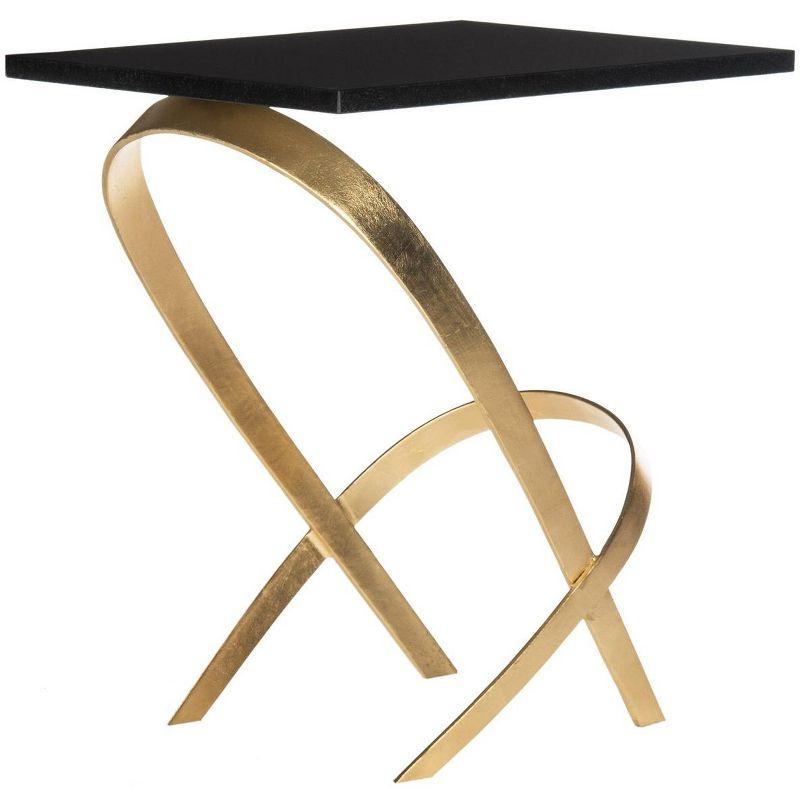 Dovie Gold Leaf Glass Top Side Table - Black - Safavieh.