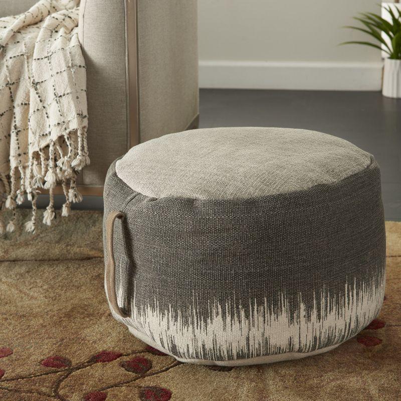 Mina Victory Life Styles Stonewash 20" x 20" x 12" Indoor Drum Pouf with Handle