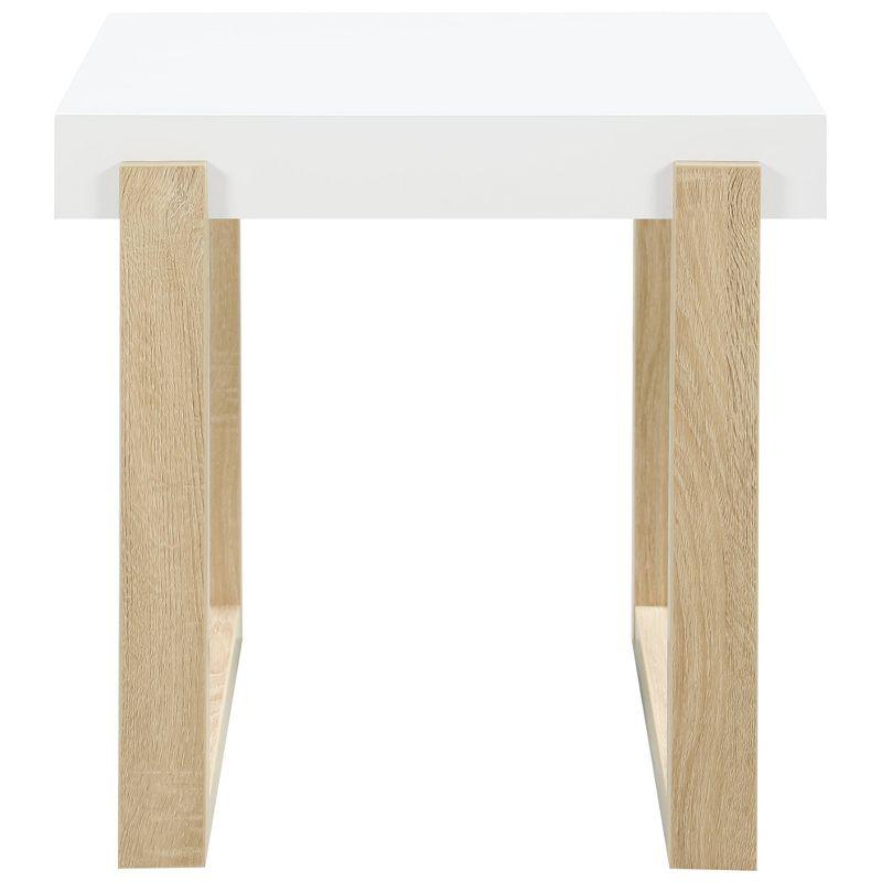 Pala Square End Table White High Gloss/Natural - Coaster