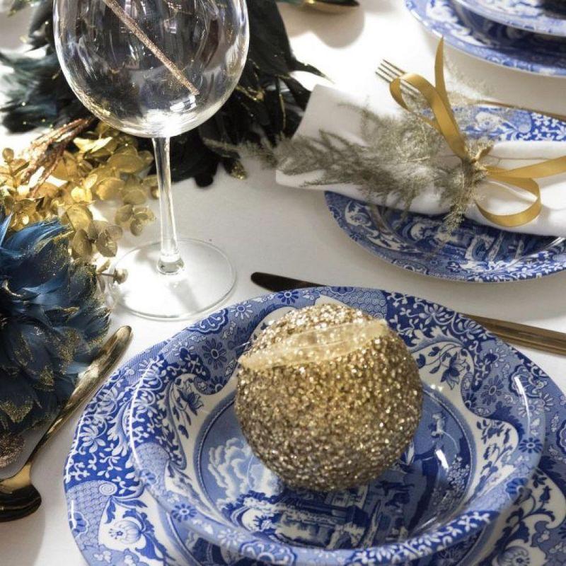 Spode Blue Italian Ascot 8-Inch Cereal Bowl - Decorative Earthenware Dinnerware with Scenic Border Design