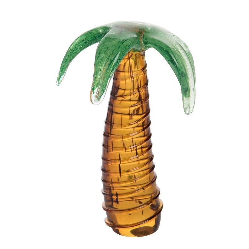 Tropical Palm Tree Glass Art Figurine, 11-inch