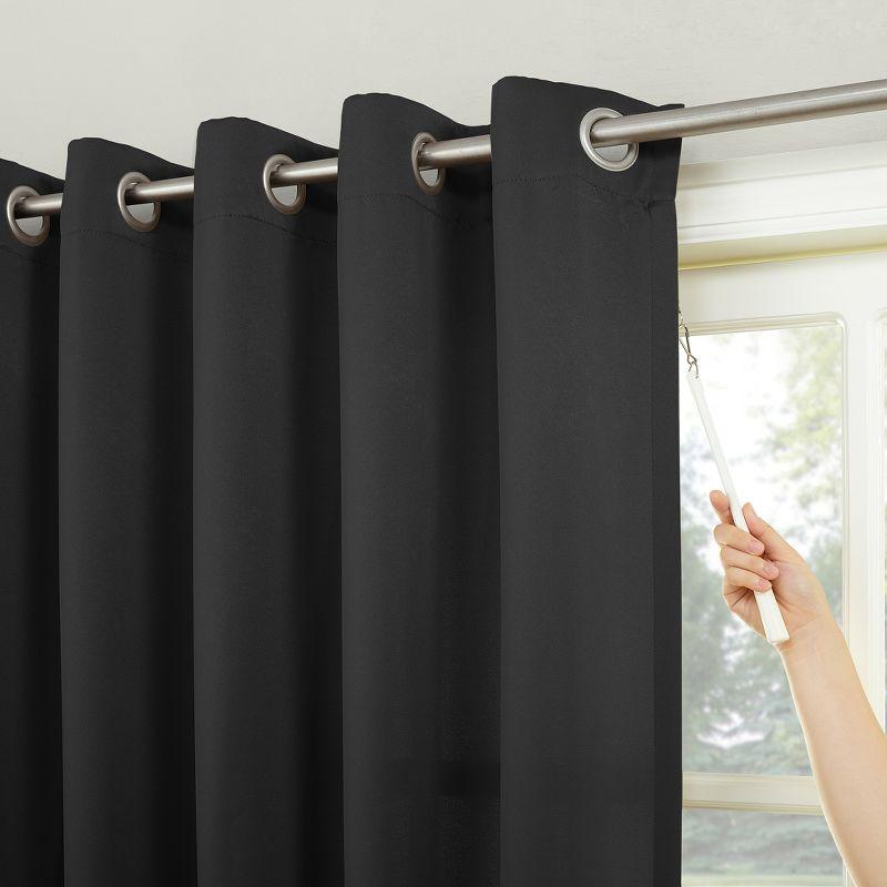 100"x84" Sun Zero Room Darkening Seymour Grommet Sliding Patio Door Curtain Panel Black: Modern Thermal Insulated