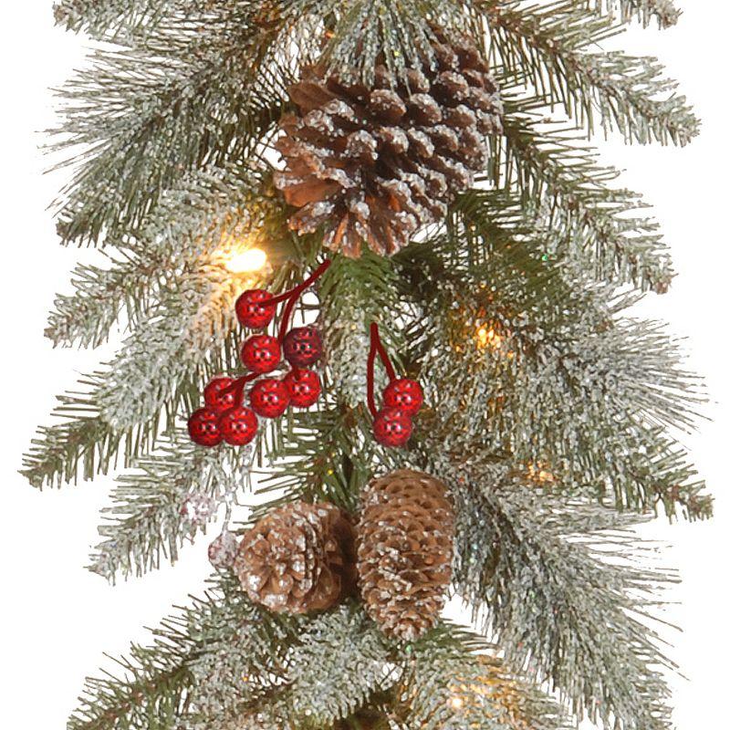 National Tree Company Pre-Lit Artificial Christmas Garland, Green, Snowy Bristle Berry, White Lights, With Pine Cones, Berry Clusters, Plug In,9 Feet