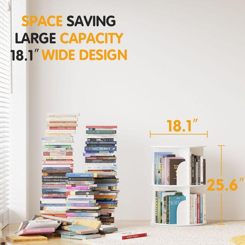 SpaceAid Rotating Bookshelf Tower, 360° Spinning Bookcase Lazy Susan, Revolving Round Carousel For Book Storage, Vertical Turning Spiral Corner Organizer