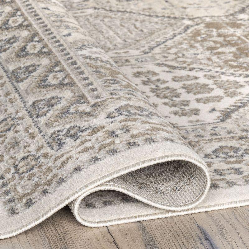 Nuloom Oval 7x9 Becca  Tiled Indoor Area Rug, Beige, Faded Transitional Design, Stain Resistant, BedroomLiving Room, Kitchen,
