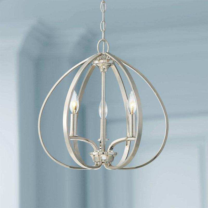 Minka Lavery Polished Nickel Pendant Chandelier 16 1/2" Wide Modern 3-Light Fixture for Dining Room House Foyer Kitchen Entryway
