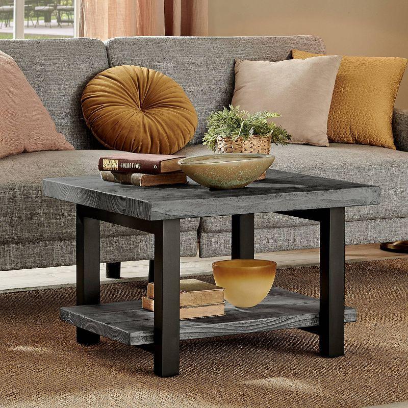 27" Pomona Metal and Reclaimed Wood Square Coffee Table Slate Gray - Alaterre Furniture