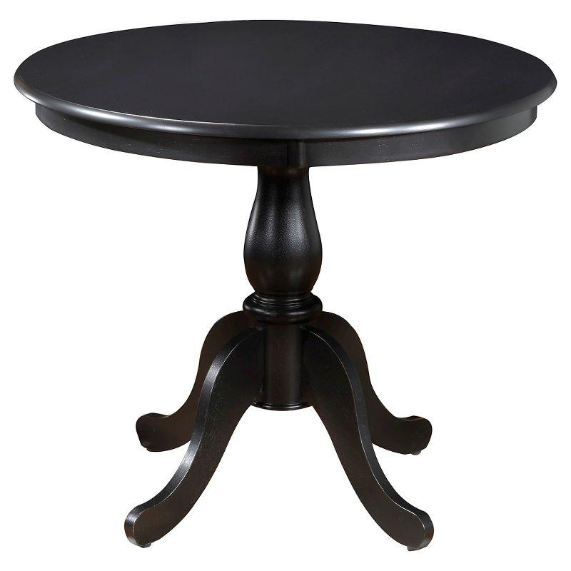 Classic Black Round Wood Dining Table with Pedestal Base