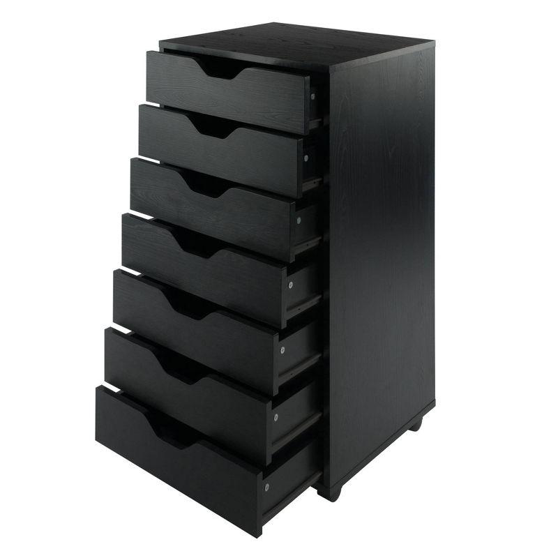 Winsome Halifax Black 7-Drawer Mobile Cabinet with Casters
