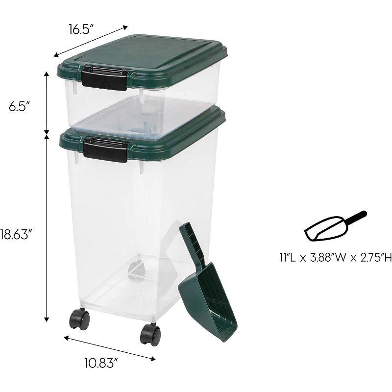 Green Airtight Plastic Pet Food Storage Container Combo with Scoop