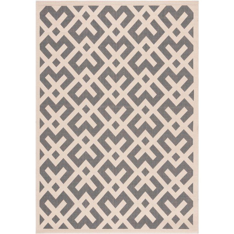 Courtyard CY6915 UV & Stain Resistant Non-Shedding Power Loomed Indoor/Outdoor Accent Rug - Grey/Bone - 4'x5'7" - Safavieh