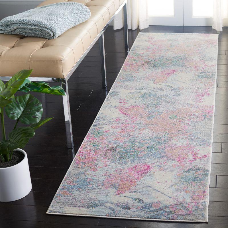 Ivory Abstract 26'' Synthetic Easy-Care Stain-Resistant Runner