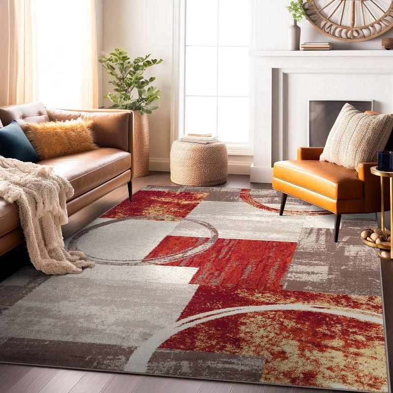 World Rug Gallery Abstract Circle Multi 3'3"x5' Area Rug