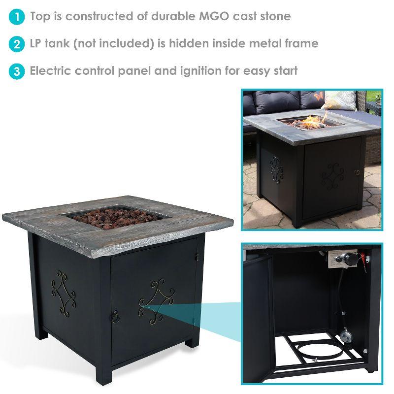 Sunnydaze Outdoor Smokeless Patio Propane Gas Fire Pit Table with Lava Rocks - 30" Square