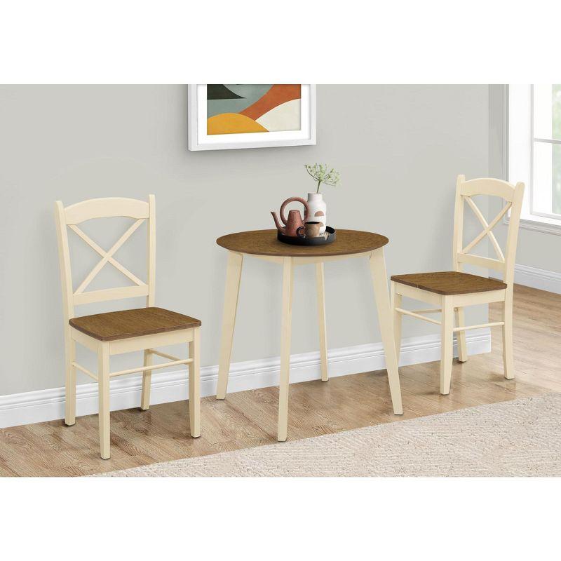 Monarch Specialties Dining Chair Set Of 2 Side Kitchen Dining Room Oak And Cream Wood Legs Transitional