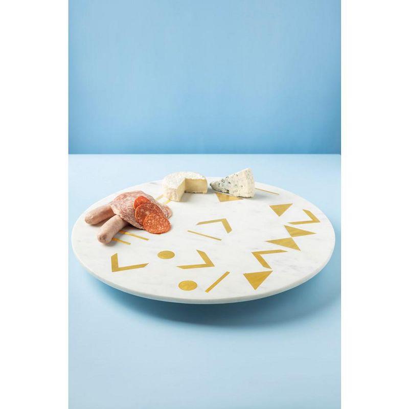 Olympia White Marble and Gold Lazy Susan 16"