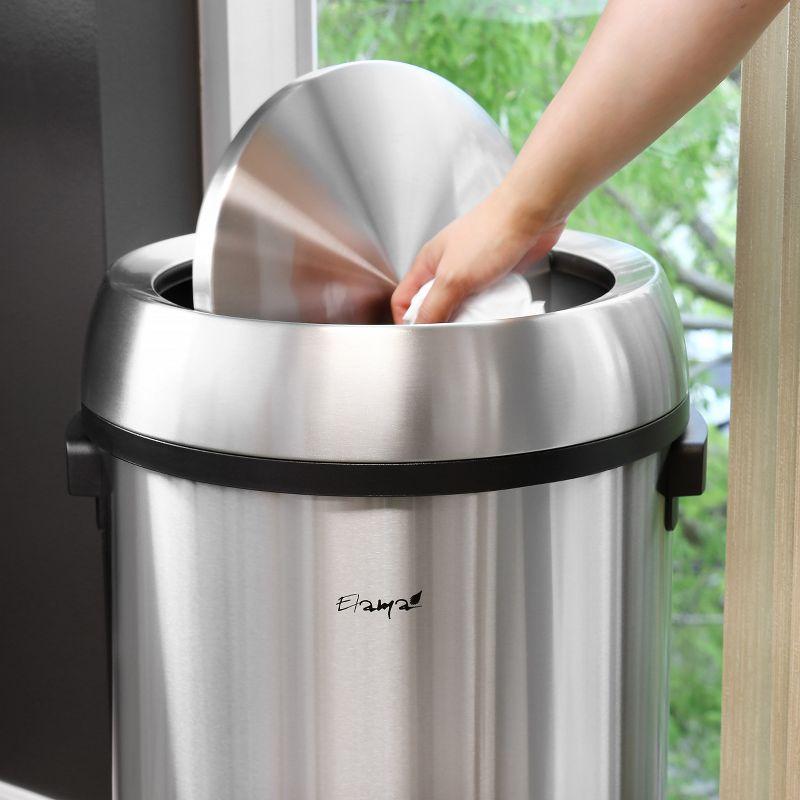 Elama 65 Liter Stainless Steel Swing Lid Trash Bin