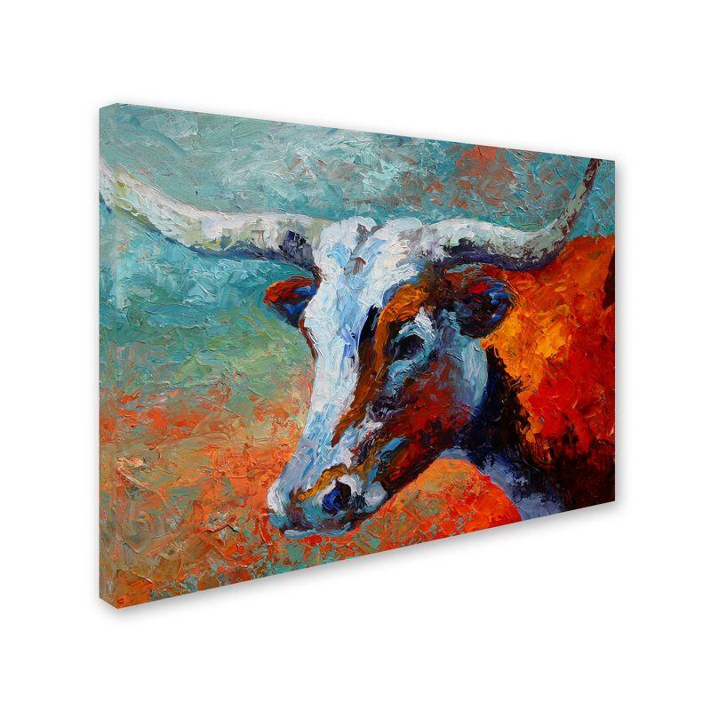 Marion Rose Young Longhorn Teal and Rust Canvas Art