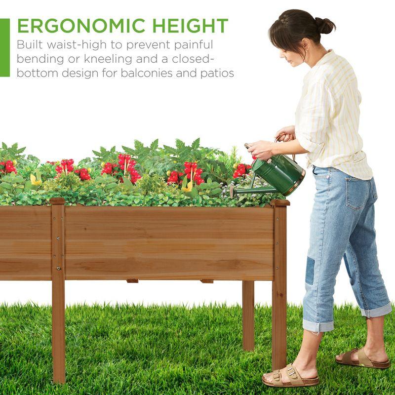 Best Choice Products 72x23x30in Raised Garden Bed, Elevated Wood Planter Box for Patio w/ Divider Panel