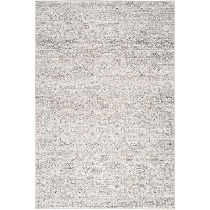 Gray Floral Rectangular Synthetic Indoor Area Rug