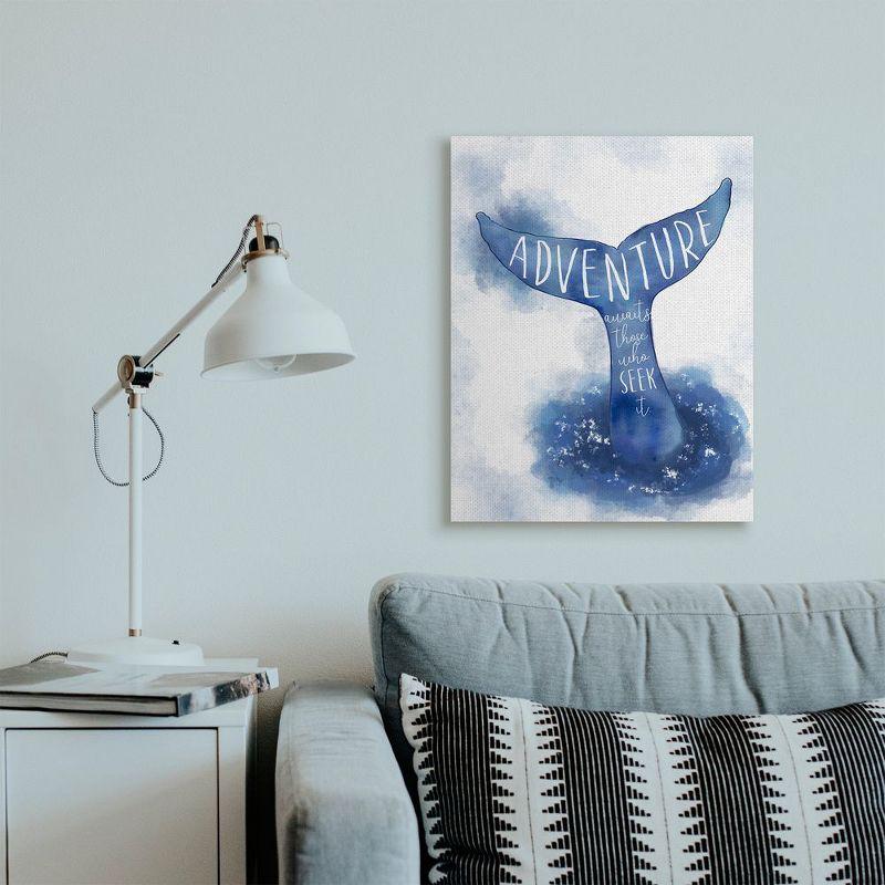 Stupell Industries Adventure Awaits Phrase Whale Tale Ocean Animal Inspiration Gallery Wrapped Canvas Wall Art, 24 x 30