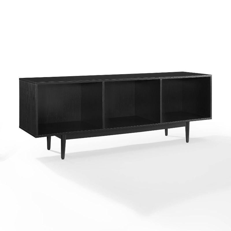 Mid-Century Modern Large Black Wood Record Storage Console