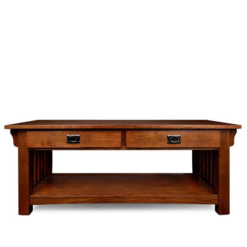 Mission Coffee Table With Drawers And Shelf - Medium Oak - Leick Home