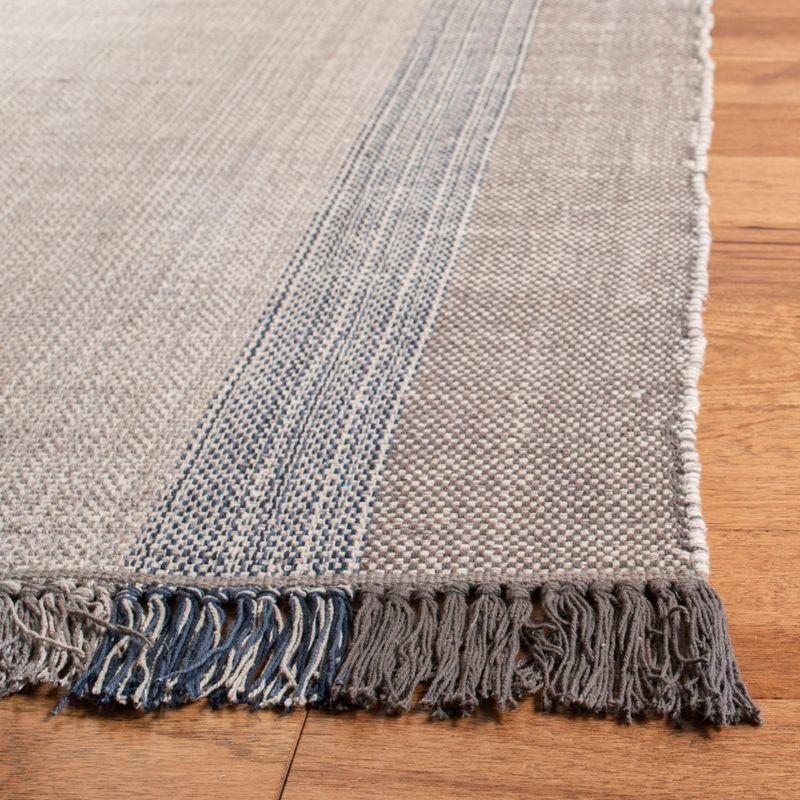 Coastal Breeze Blue/Grey Stripe Hand-Woven Cotton 8' x 10' Rug