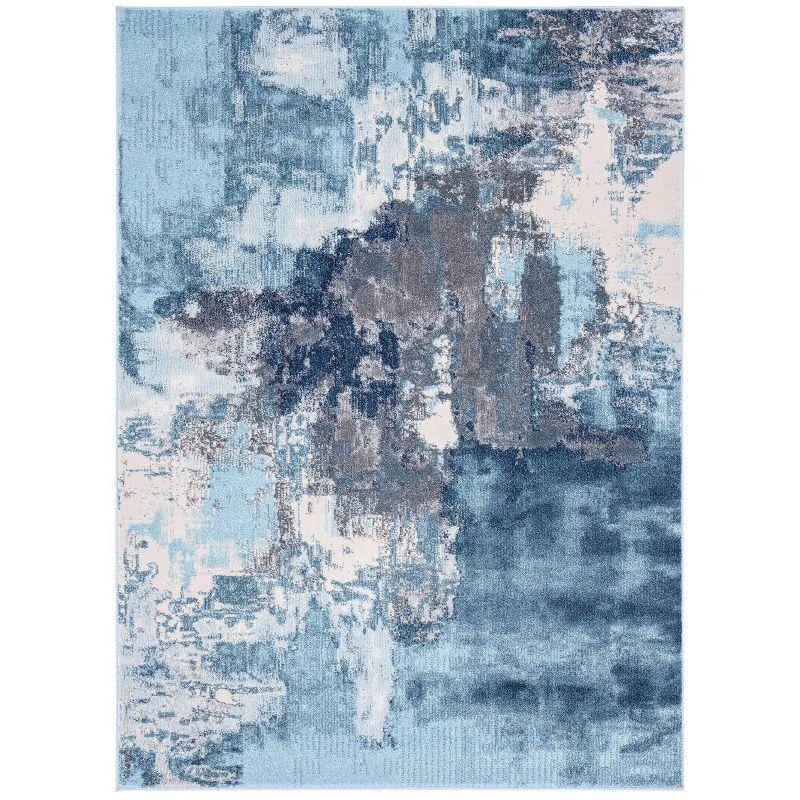 Modern Abstract Blue 2x3 Synthetic Area Rug