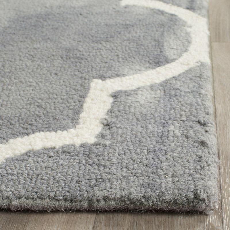 Elegant Grey/Ivory Hand-Tufted Wool Square Area Rug