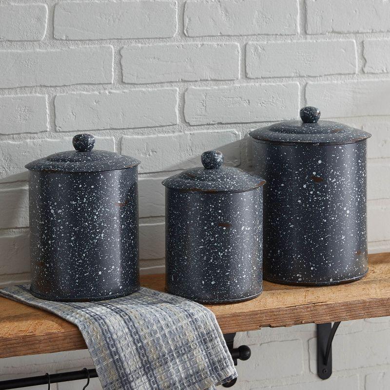 Granite Enamelware Black and White Canister Set