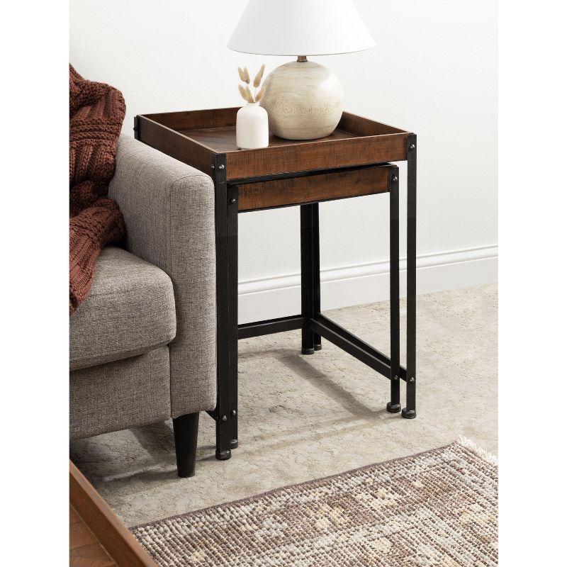 Kate and Laurel Marsh Square Wood Nesting Table, 2 Piece, Rustic Brown