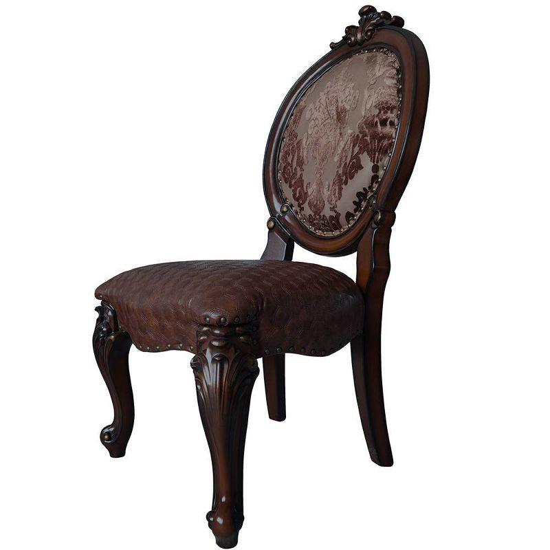 Versailles 21" Dining Chairs Cherry - Acme Furniture: Traditional Style, Button Tufted, Nailhead Trim